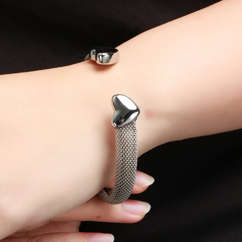 Heart Cuff Bracelets Bangles Mesh Fashion Jewelry - Guangzhou Mingshixuan Jewellery CO.,Ltd