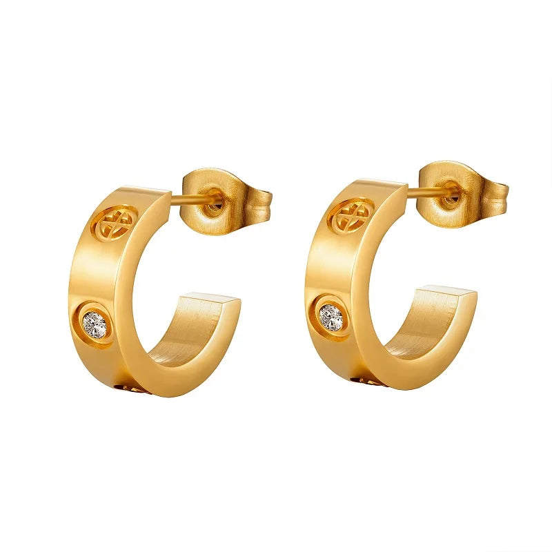 Cross Crystal Stud Earrings Jewelry Party Gifts Stainless Steel Small Earrings - Guangzhou Mingshixuan Jewellery CO.,Ltd