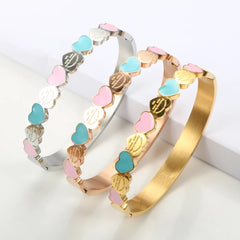 Forever Love Blue & Pink Enamel Bracelet Jewelry Gift - Guangzhou Mingshixuan Jewellery CO.,Ltd