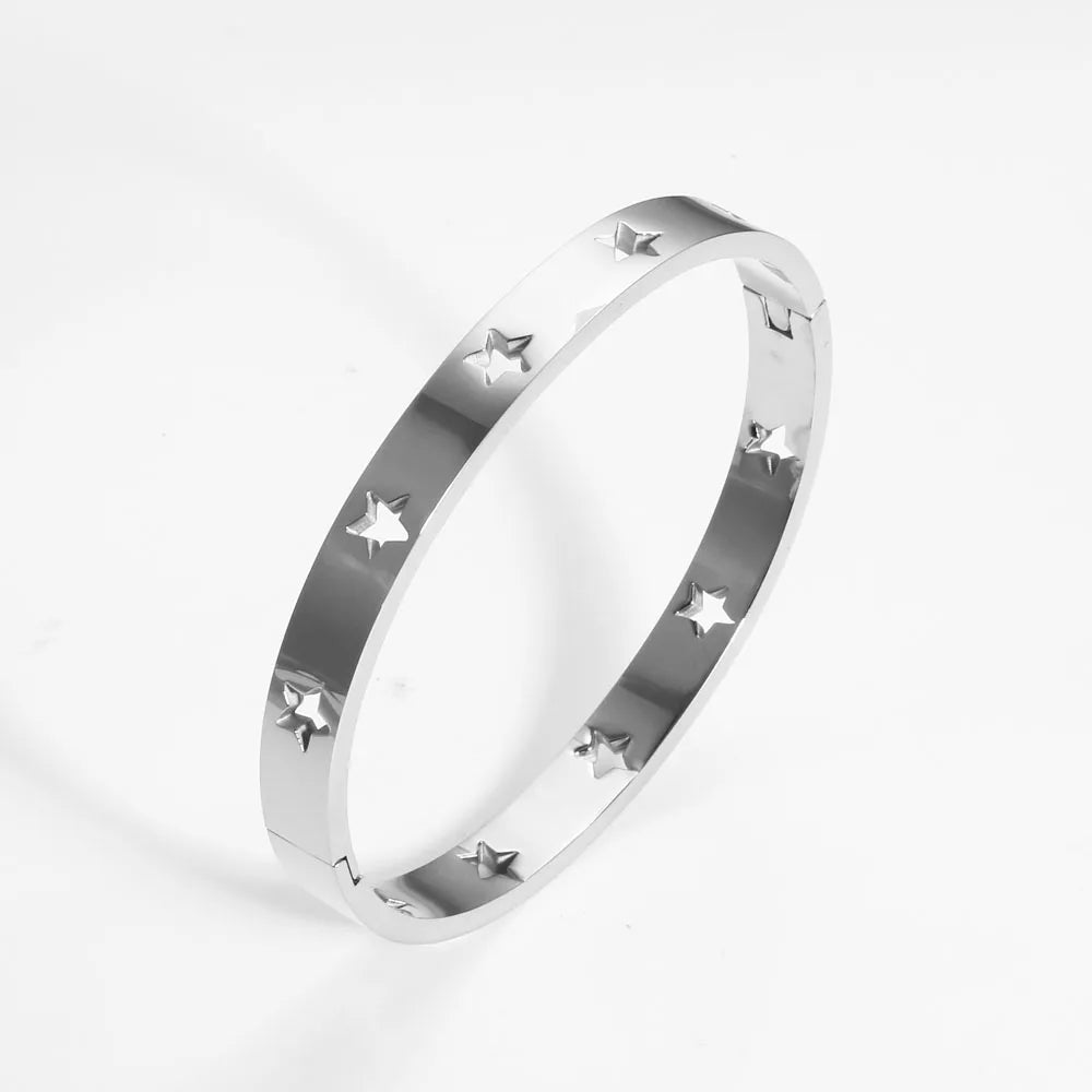 Stainless Steel Bangle Bracelets Hollow Out Star BandWrist Jewelry - Guangzhou Mingshixuan Jewellery CO.,Ltd