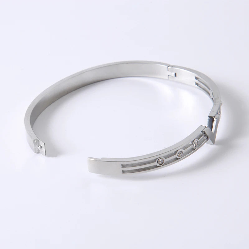 Letter Crystal Charm Wedding Bangle Jewelry Bracelet Gifts - Guangzhou Mingshixuan Jewellery CO.,Ltd