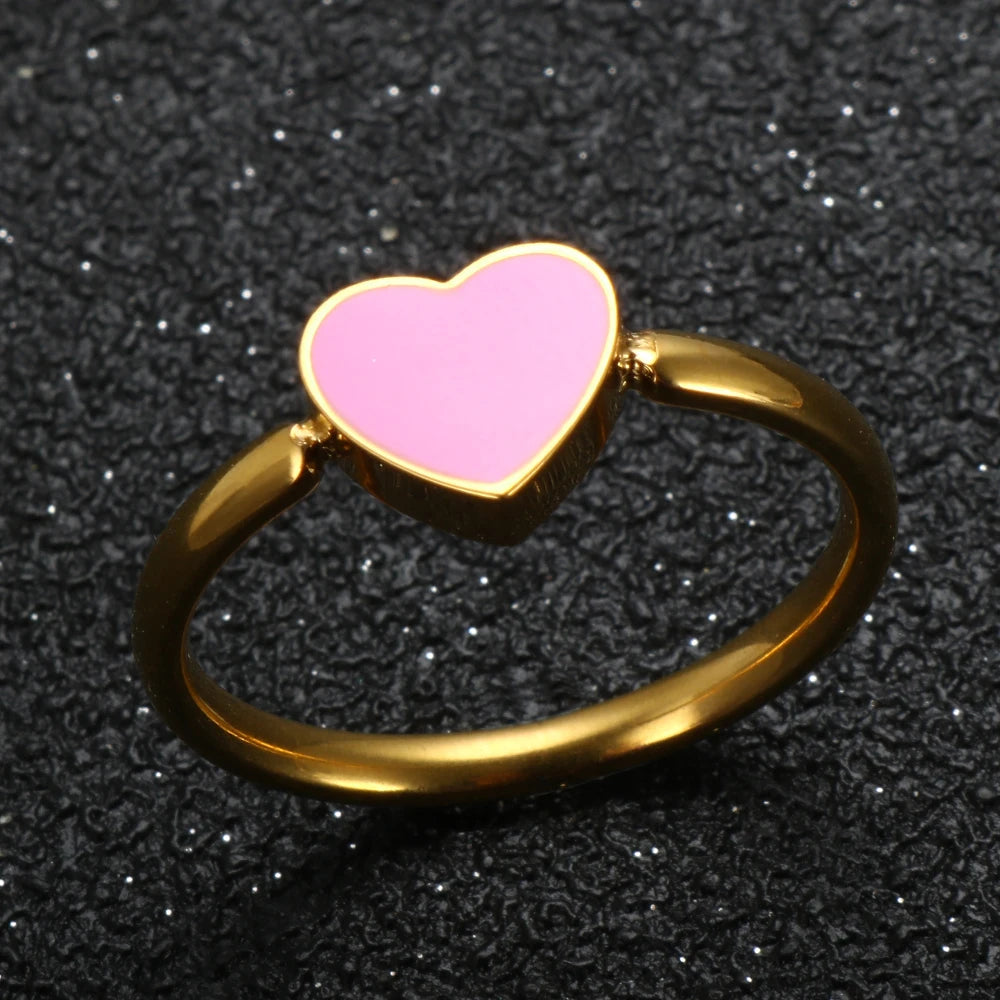 Trendy Enamel Ring Cute Love Heart Wedding Birthday Jewelry Gift - Guangzhou Mingshixuan Jewellery CO.,Ltd