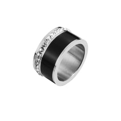 Luxury Black White Resin Ceramic Rings Fashion Love Promise Rings Engagement Wedding Bridal Ring Stainless Steel - Guangzhou Mingshixuan Jewellery CO.,Ltd