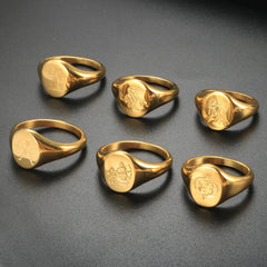 12 Zodiac Rings Aries Taurus Gemini Cancer Virgo Libra Customized Engraved Signet Rings - Guangzhou Mingshixuan Jewellery CO.,Ltd