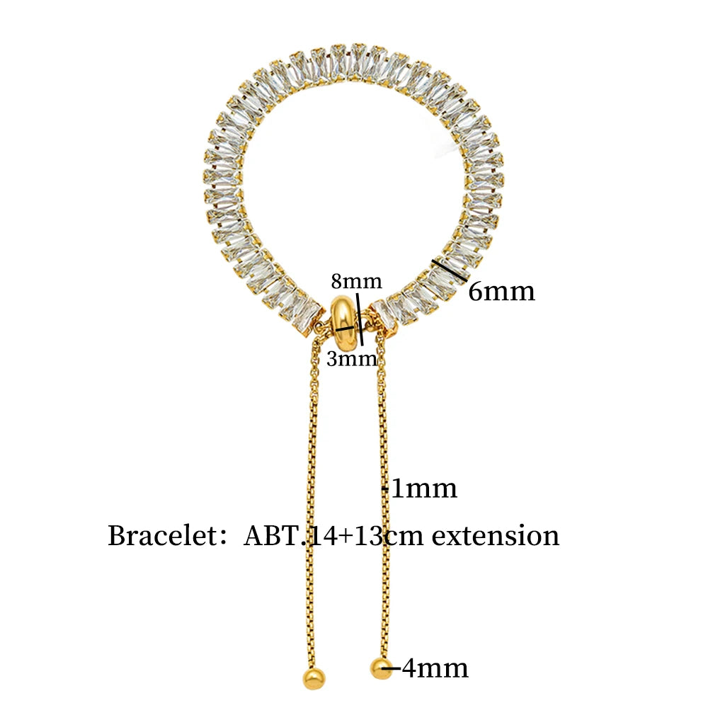 Luxury Square Zircon Adjustable Choker Necklace Tennis Chain Wedding Party Jewelry - Guangzhou Mingshixuan Jewellery CO.,Ltd