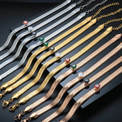 Blade Snake Chains Cubic Zirconia Bracelet Colorful Crystal Jewelry Stainless Steel Waterproof - Guangzhou Mingshixuan Jewellery CO.,Ltd