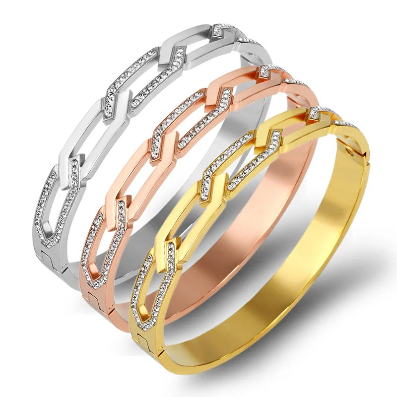 Luxury Hollow Cross CZ Crystals Bracelets Bangles - Guangzhou Mingshixuan Jewellery CO.,Ltd