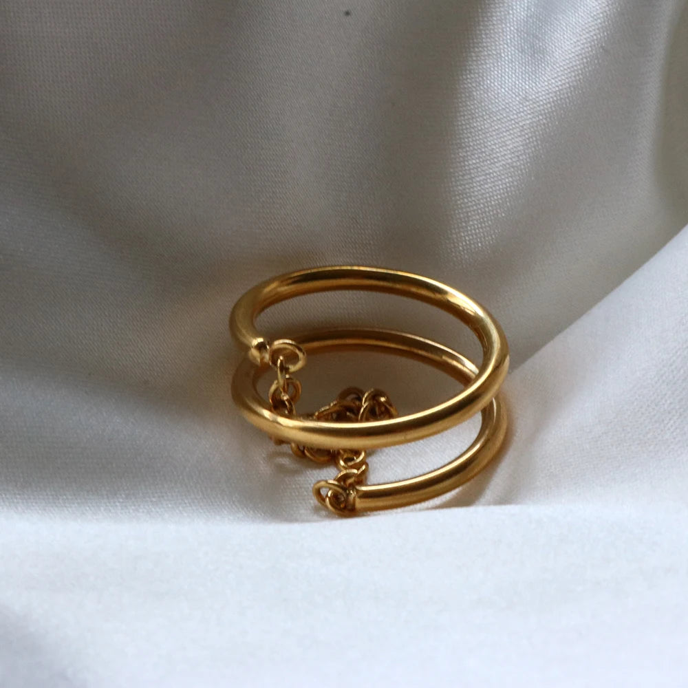 Wire Chain Ring Muli Layer Line Gold Rings Jewelry Gift - Guangzhou Mingshixuan Jewellery CO.,Ltd