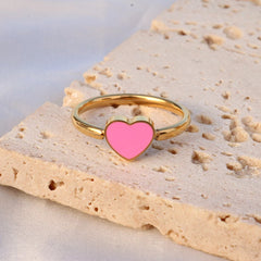 Trendy Enamel Ring Cute Love Heart Wedding Birthday Jewelry Gift - Guangzhou Mingshixuan Jewellery CO.,Ltd