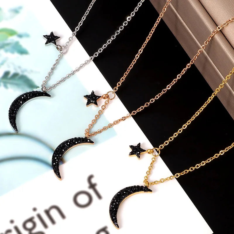 Black Moon Pendant Necklace Small Star Charm Pendant - Guangzhou Mingshixuan Jewellery CO.,Ltd