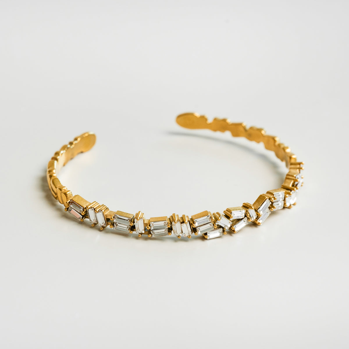 Stone CZ Baguette Cut Bangle - Gold