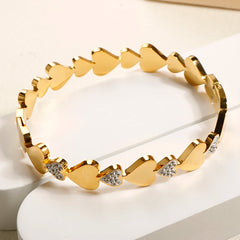 Heart Bracelet Luxury Zircon Inlaid Love 18 k Gold Plated Bracelet Jewelry