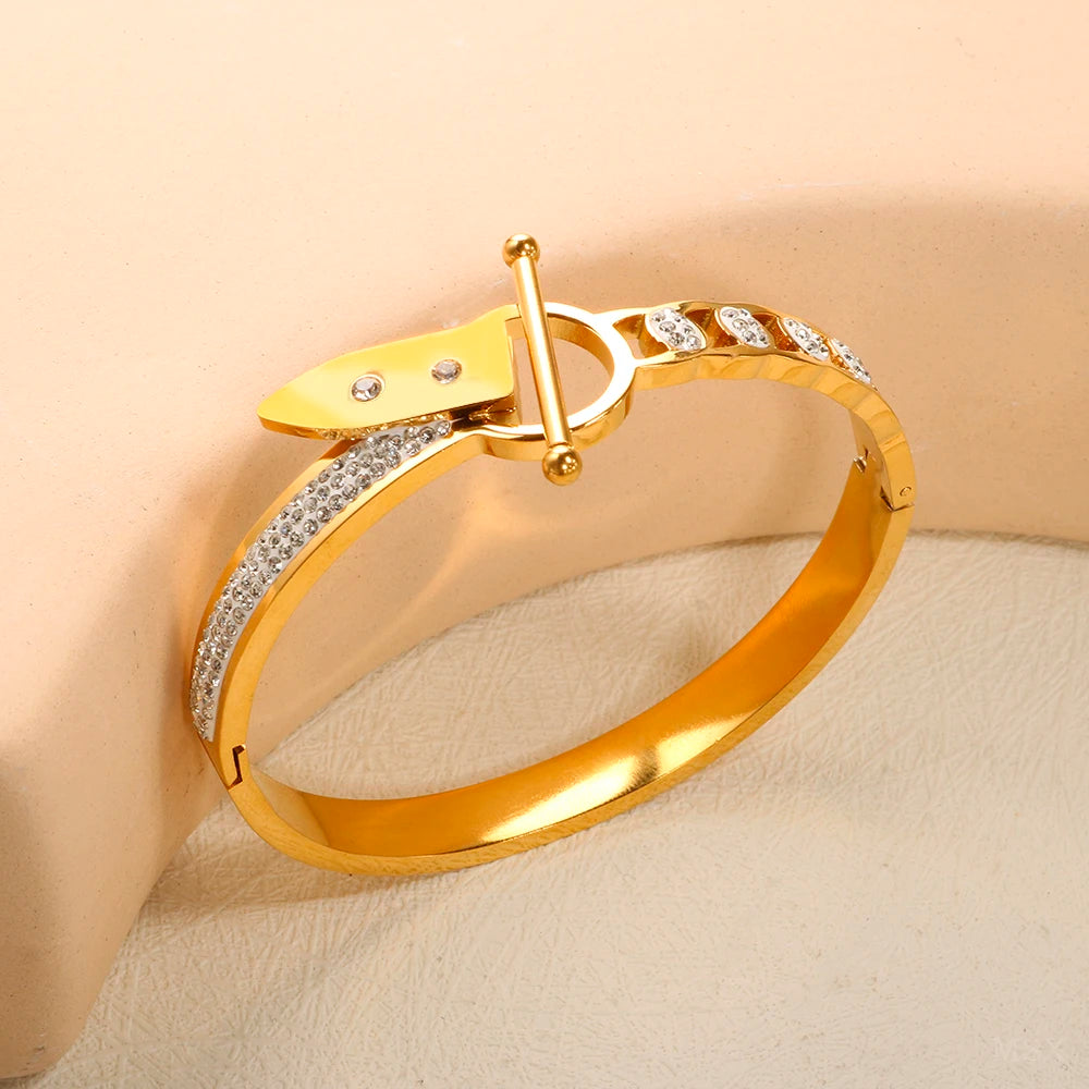 Lock Stud Bracelet Belt Style Bracelet Charming Couple Crystal Fashion Jewelry Party Gift