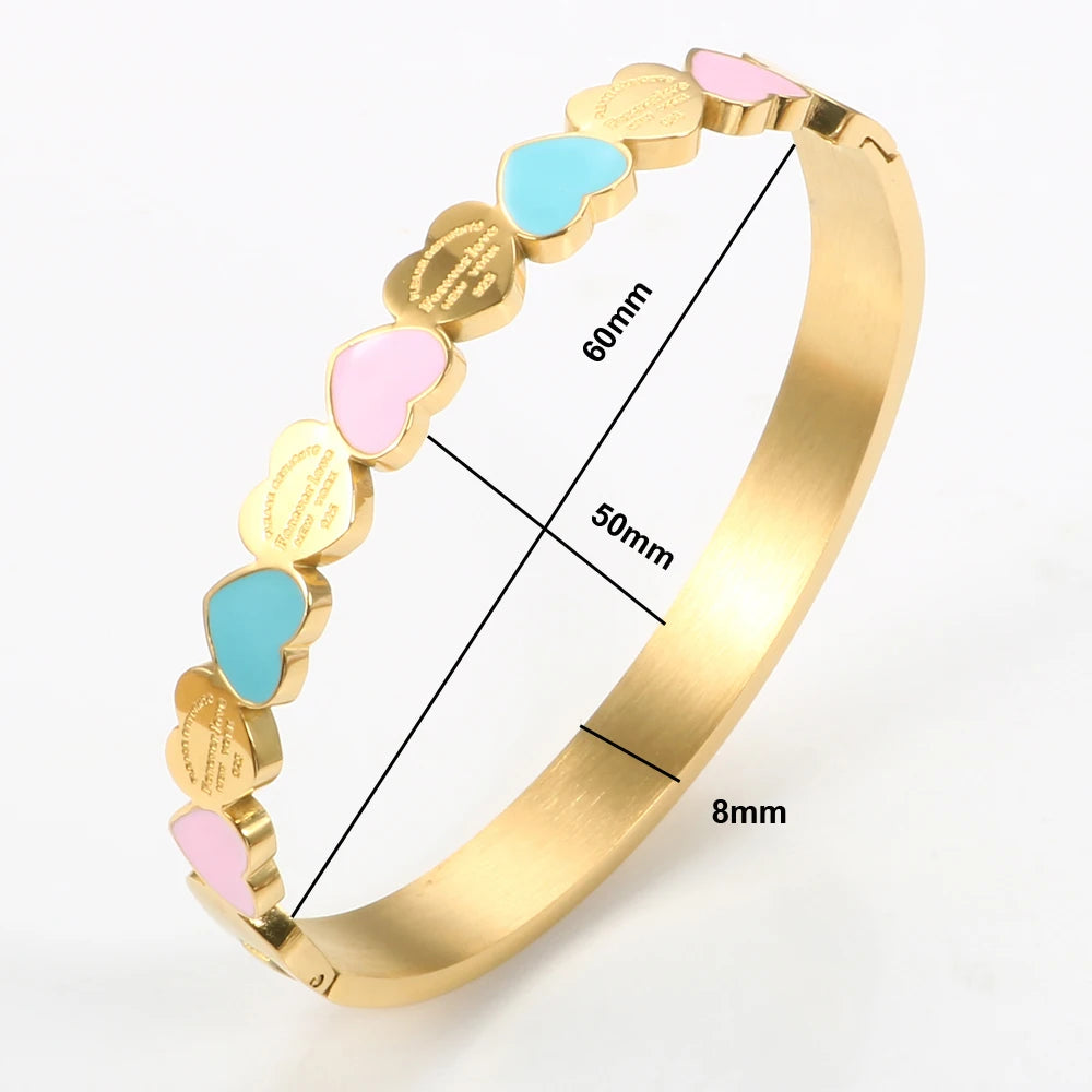 Forever Love Blue & Pink Enamel Bracelet Jewelry Gift - Guangzhou Mingshixuan Jewellery CO.,Ltd