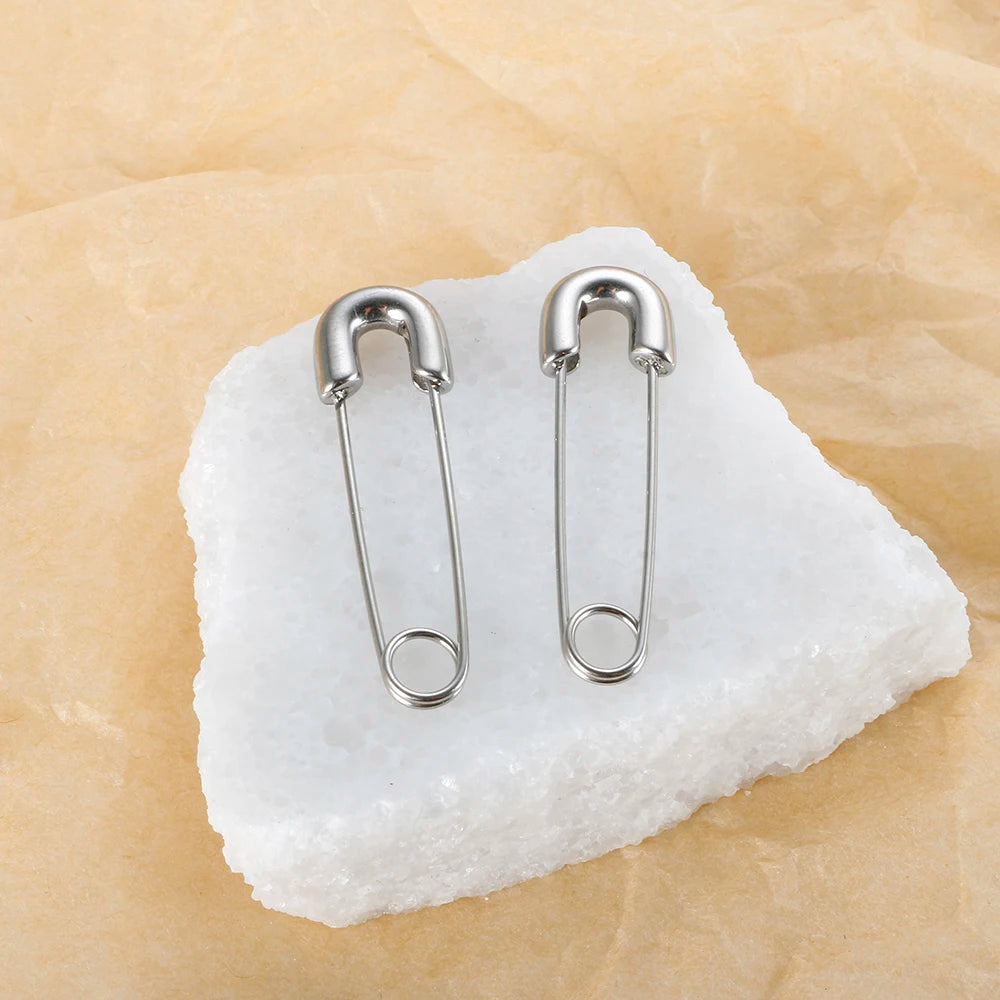 Minimalist Metal Hoop Earrings Punk Pin Paperclip Safety Stud Earrings - Guangzhou Mingshixuan Jewellery CO.,Ltd