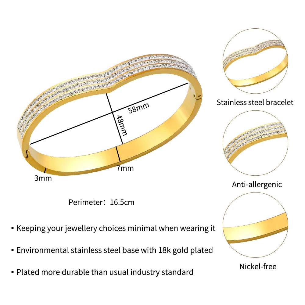 Natural Stone Inlaid V-shaped Bracelet Luxury Zircon Bracelet Jewelry - Guangzhou Mingshixuan Jewellery CO.,Ltd