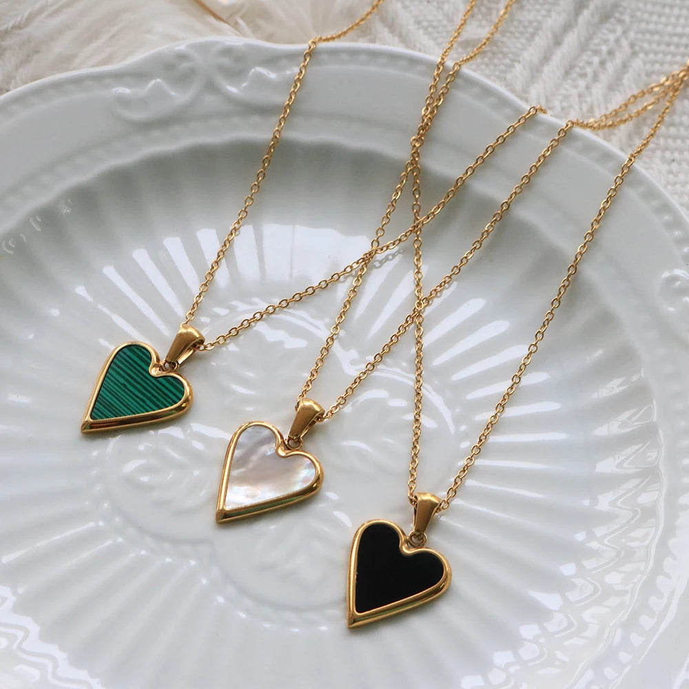 Love Heart Necklace Gold Chain Choker Necklace Shell Pendant Jewelry - Guangzhou Mingshixuan Jewellery CO.,Ltd