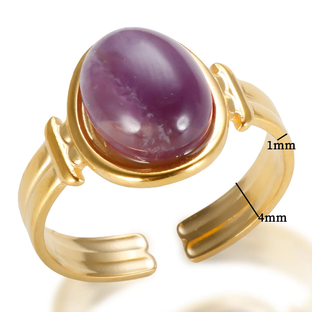 C-shaped Open Ring Natural Tiger Eye Stone Ring - Guangzhou Mingshixuan Jewellery CO.,Ltd