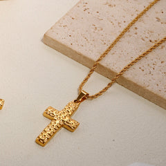 Classic Cross Pendant Necklace Fashion Stainless Steel Bead Chain Necklace Jewelry