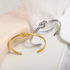 Double Line Twisted Bangle 18 K Gold Plated Tie Open Adjustable Bracelet - Guangzhou Mingshixuan Jewellery CO.,Ltd