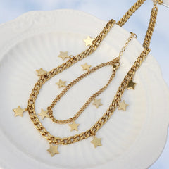 Star Pendant Choker Necklace Gold Plated Star Charm Bracelet Jewelry Set - Guangzhou Mingshixuan Jewellery CO.,Ltd