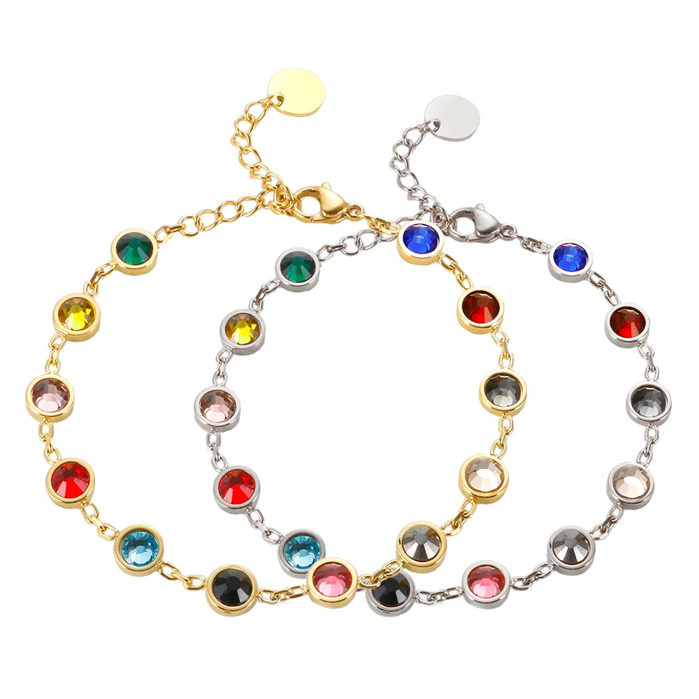 Colorful Crystal Double Sided Bejeweled Bracelet 12 Birthstones - Guangzhou Mingshixuan Jewellery CO.,Ltd