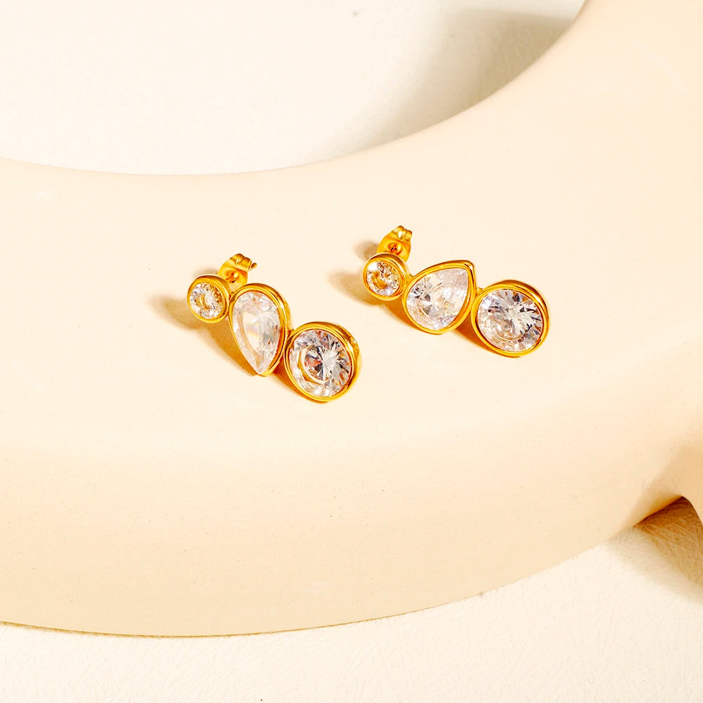 Shiny Cubic Zirconia Irregular Inlay Earrings - Guangzhou Mingshixuan Jewellery CO.,Ltd