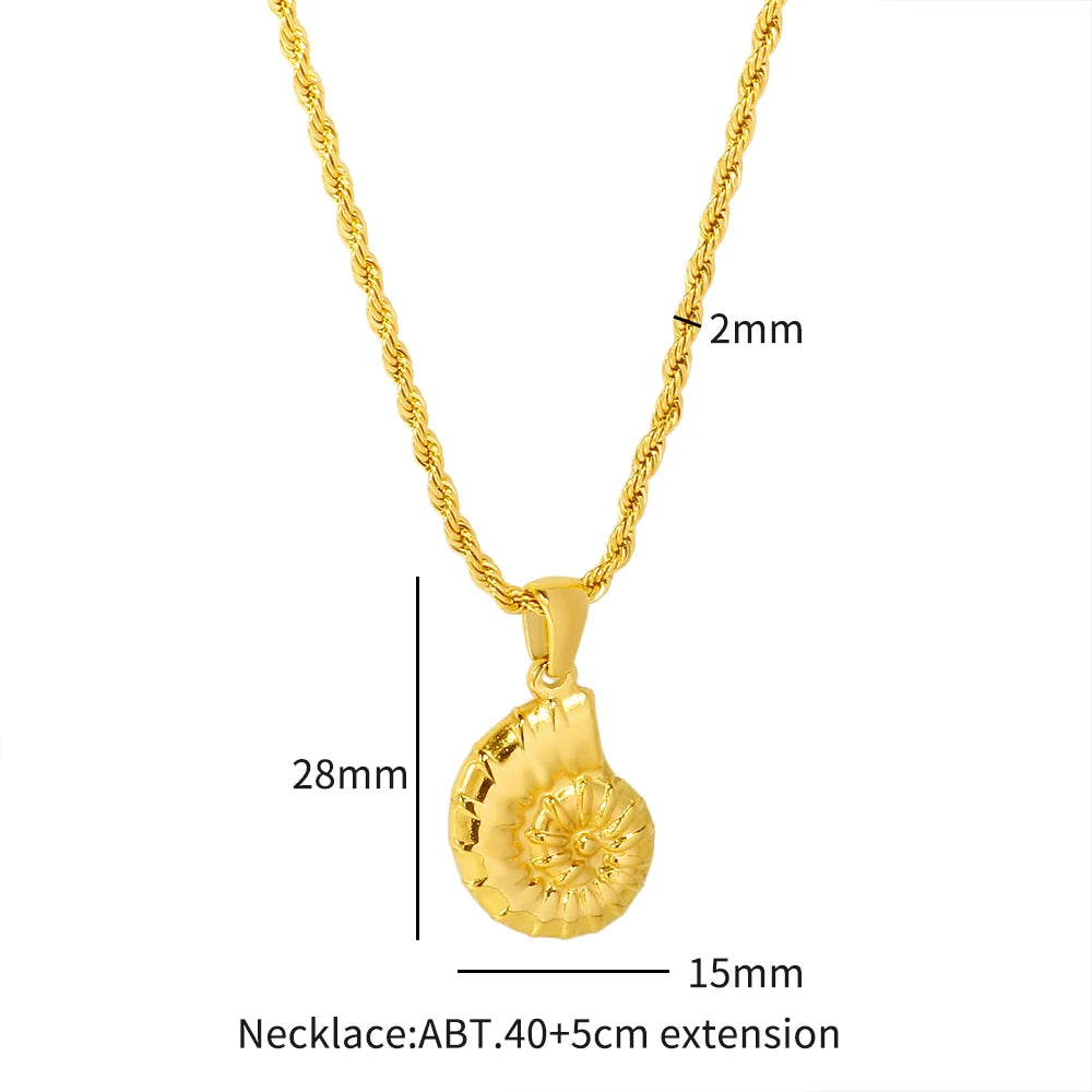 Gold Color Conch Pendant Earrings Necklace Set Shell Jewelry - Guangzhou Mingshixuan Jewellery CO.,Ltd