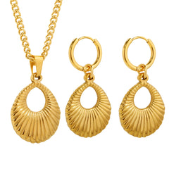 Droplet Hollow Radiant Stripe Pendant Necklace Earring Gifts - Guangzhou Mingshixuan Jewellery CO.,Ltd