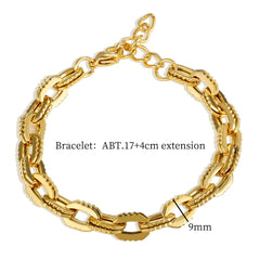 Jagged Gear Stainless Steel Link Chain Gold Color Necklace Bracelet - Guangzhou Mingshixuan Jewellery CO.,Ltd