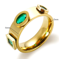 Clear Green Cubic Zirconia Ring High Quality Metal Texture Finger Rings Trendy Jewelry - Guangzhou Mingshixuan Jewellery CO.,Ltd