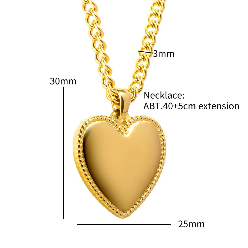 Romance Heart Pendant Necklace Women Jewelry Stainless Steel 18K Gold Plated Necklace