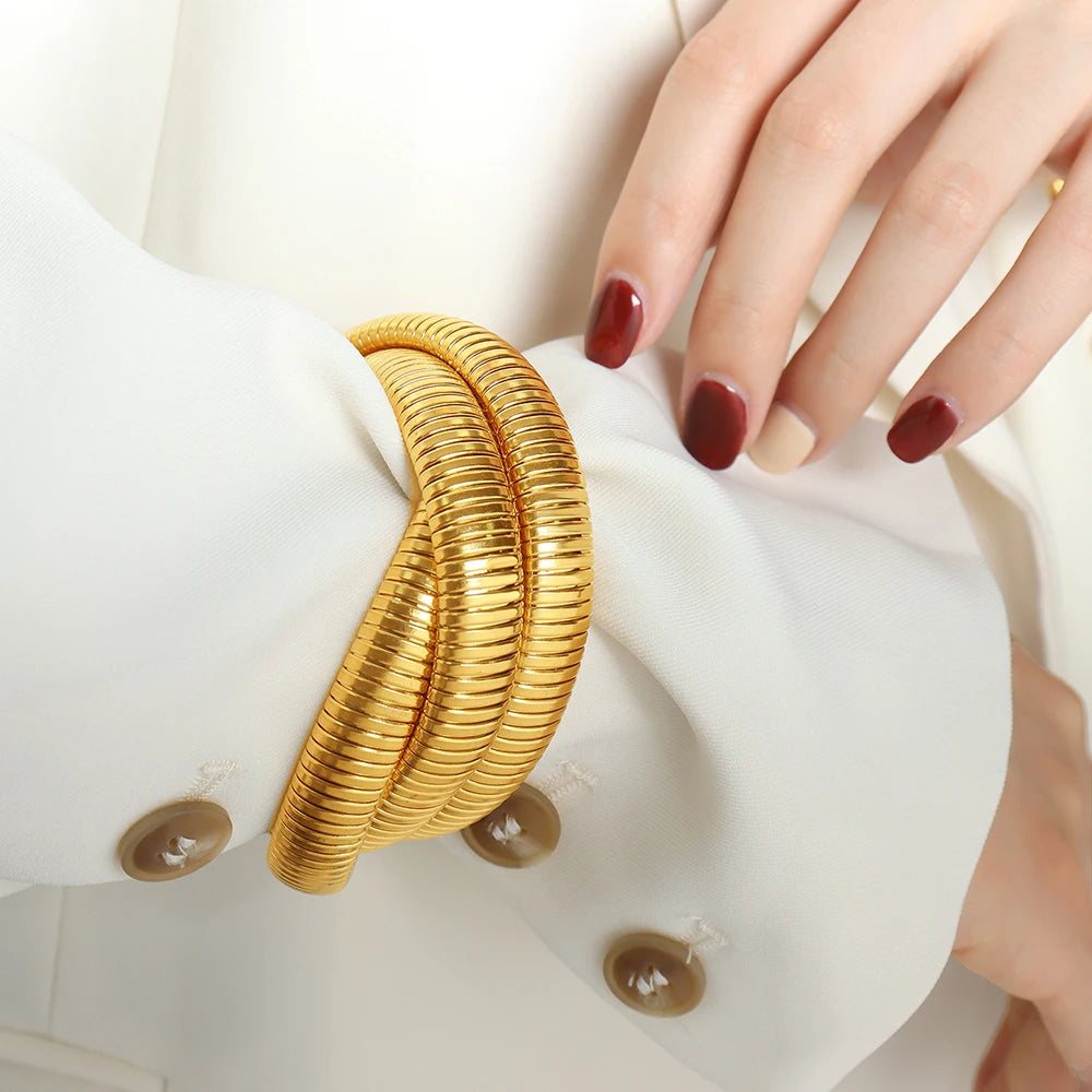 Three Layered Spring Bangles Punk Cuff Bracelet - Guangzhou Mingshixuan Jewellery CO.,Ltd