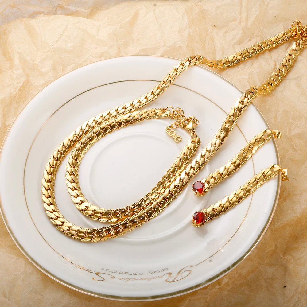 Pattern Wheat Fine Jewelry Set Overlapping Braided Snake Bone Chain - Guangzhou Mingshixuan Jewellery CO.,Ltd