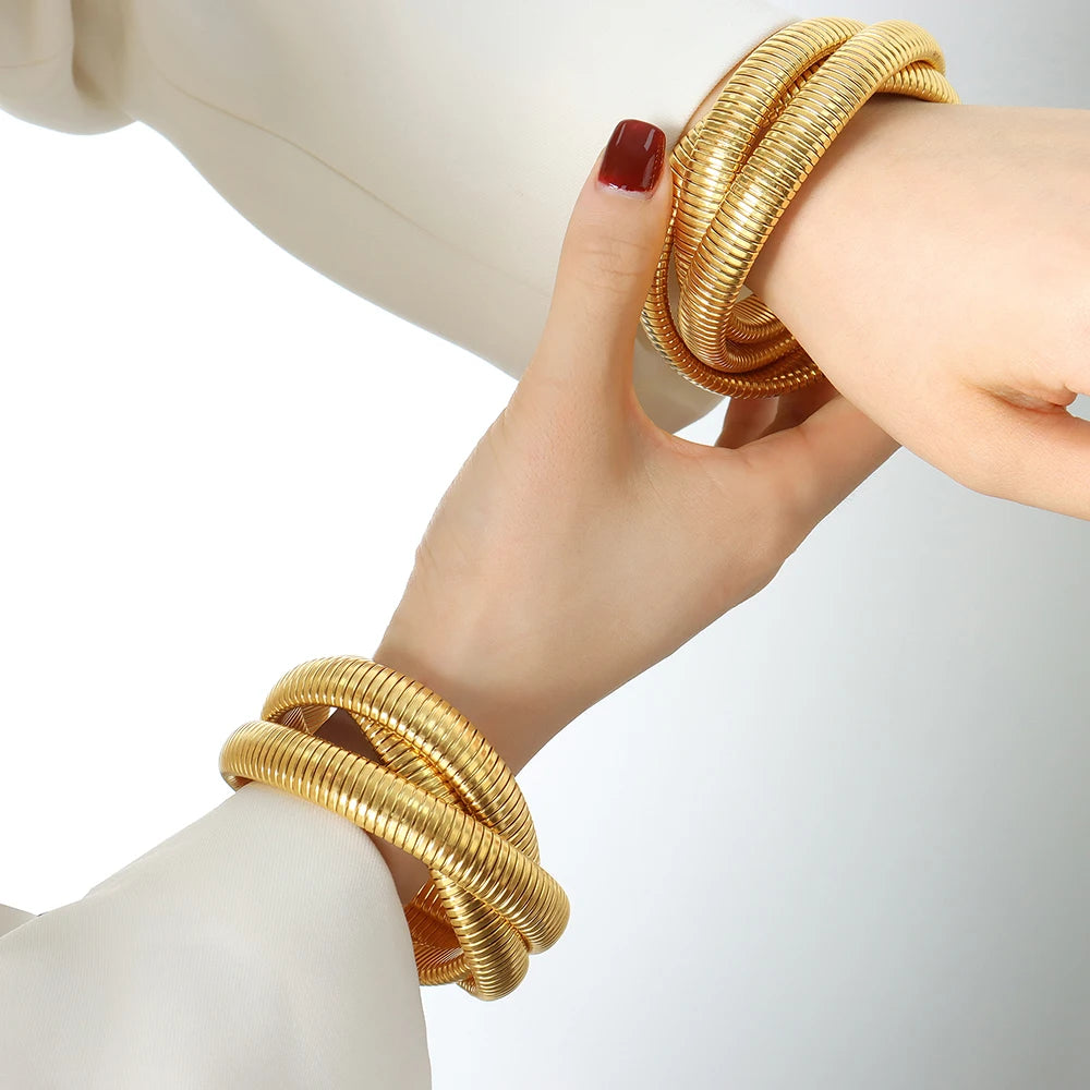 Three Layered Spring Bangles Punk Cuff Bracelet - Guangzhou Mingshixuan Jewellery CO.,Ltd