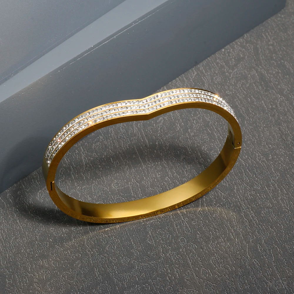 Natural Stone Inlaid V-shaped Bracelet Luxury Zircon Bracelet Jewelry - Guangzhou Mingshixuan Jewellery CO.,Ltd