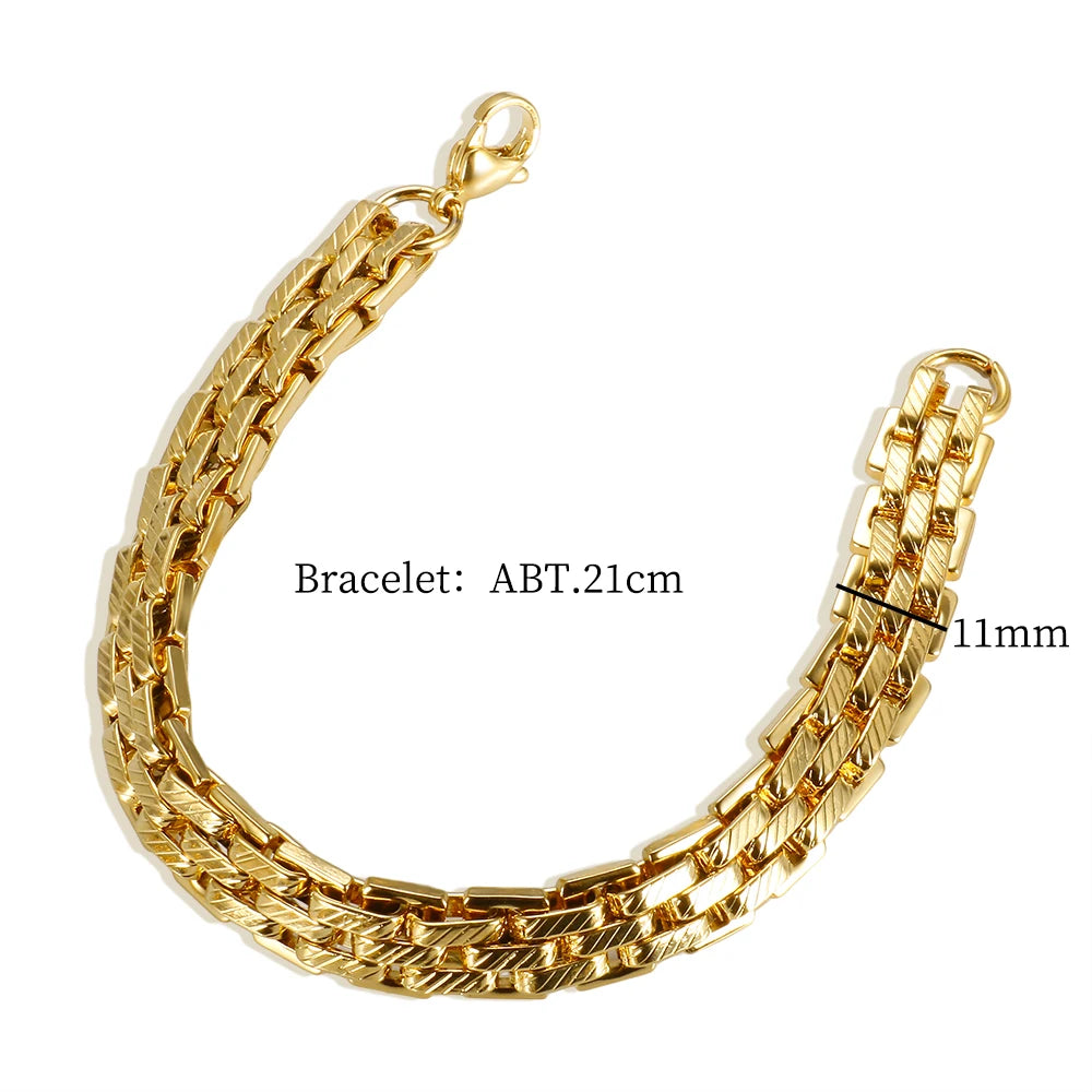 Thick Chunky Heavy Bracelet Punk Texture Link Chains Bracelets Jewelry - Guangzhou Mingshixuan Jewellery CO.,Ltd