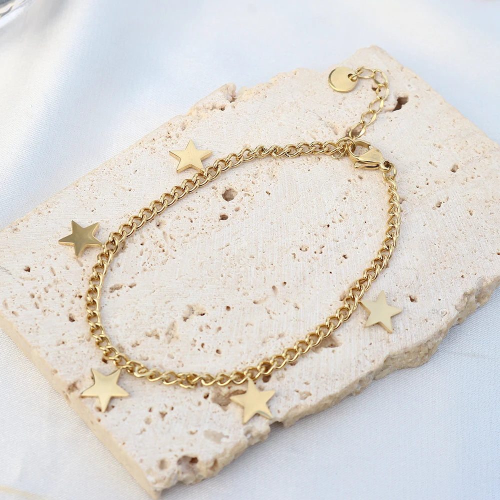 Star Pendant Choker Necklace Gold Plated Star Charm Bracelet Jewelry Set - Guangzhou Mingshixuan Jewellery CO.,Ltd