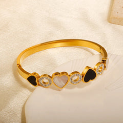 Shell Heart Shaped Zircon Inlaid Luxury Bangle Jewelry - Guangzhou Mingshixuan Jewellery CO.,Ltd