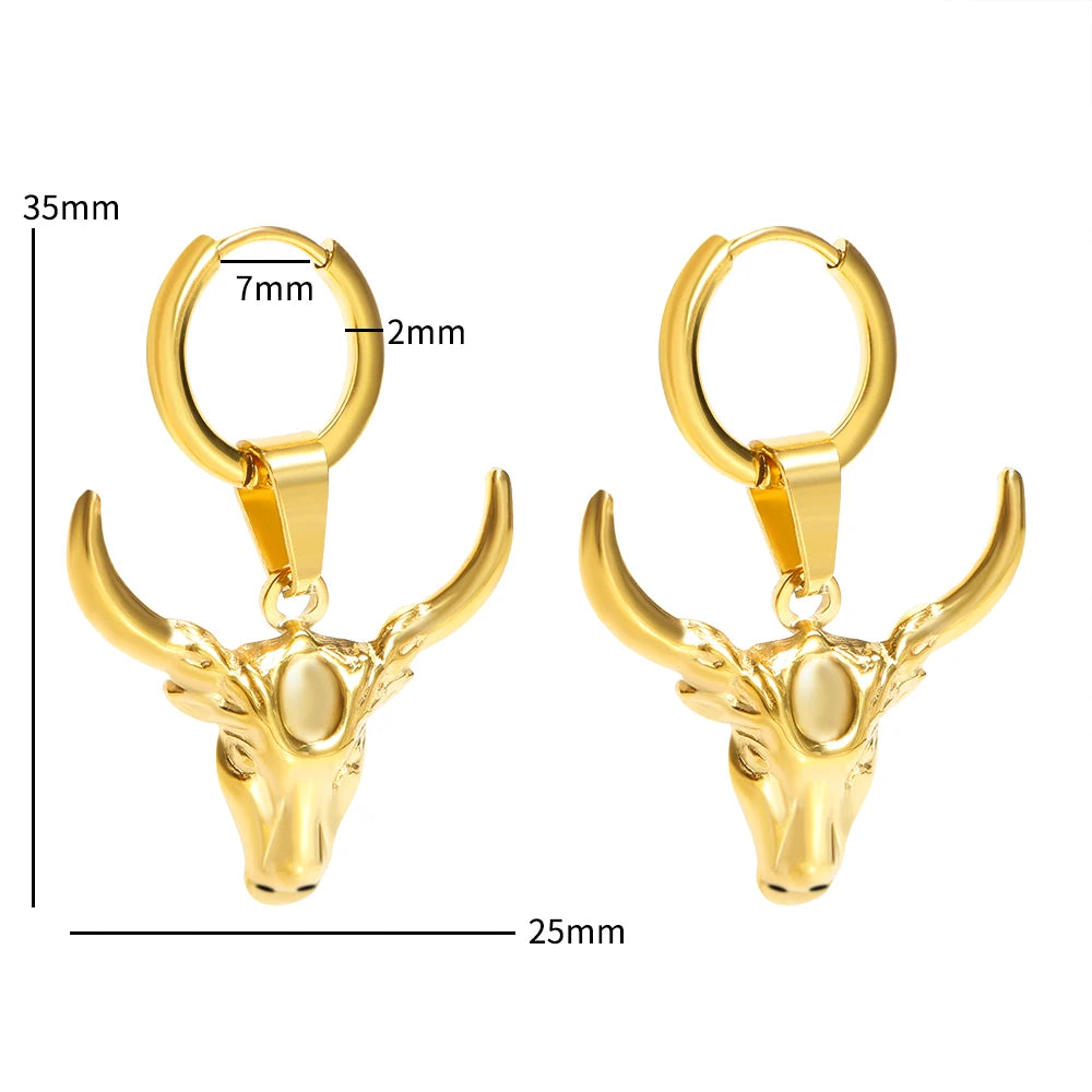 Gothic Hip Hop Gold Color Bullhead Pendant Necklace Earring - Guangzhou Mingshixuan Jewellery CO.,Ltd