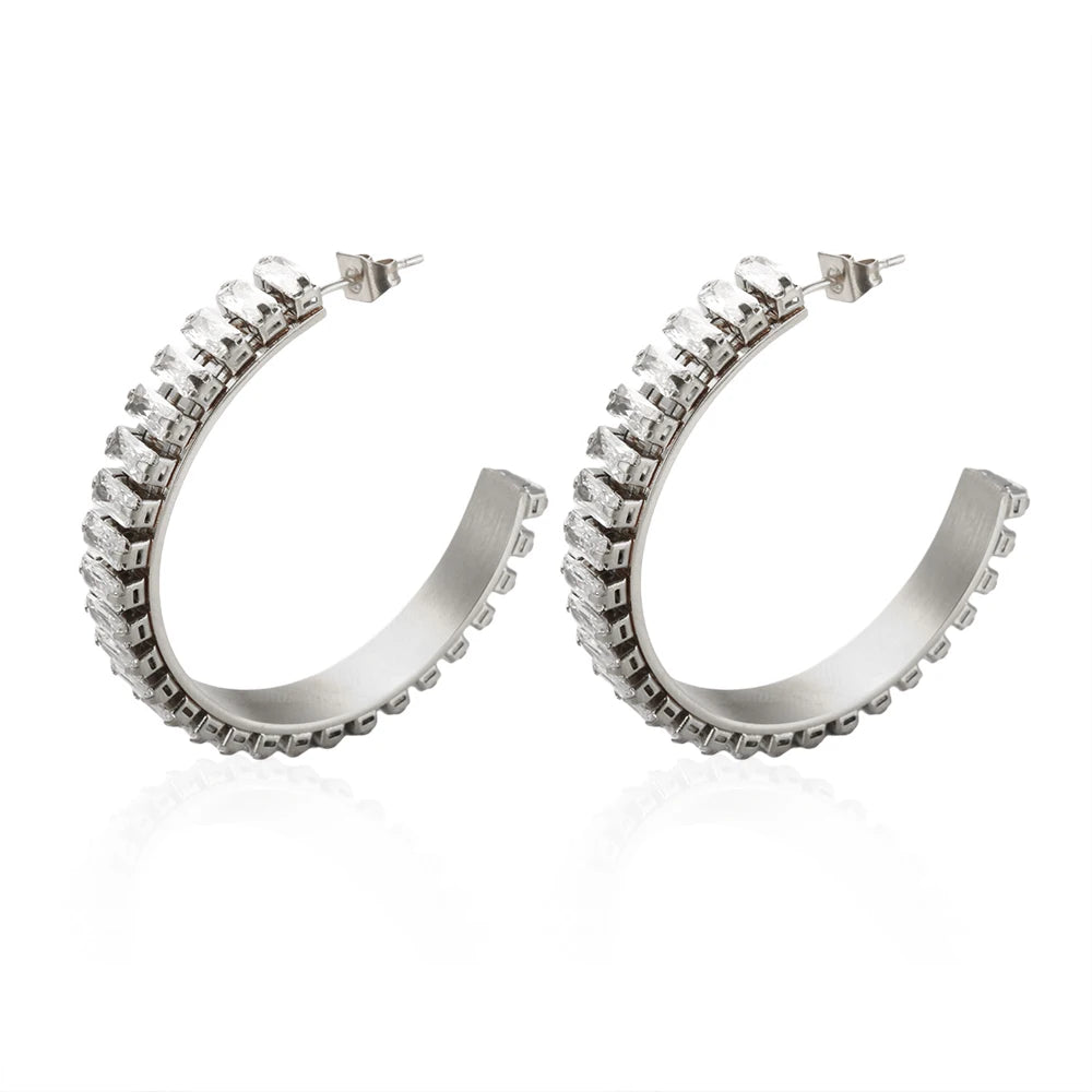 Hoop Earrings Fashion Party Jewelry Temperament Unusual Earrings Stainless Steel - Guangzhou Mingshixuan Jewellery CO.,Ltd