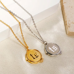 Wax Seal Necklace TS Letter Initial Pendant Necklace Geometry Chain Jewelry - Guangzhou Mingshixuan Jewellery CO.,Ltd