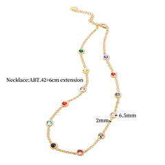 Bracelet Necklace Jewelry Set for Women Stainless Steel 12 Birthday Stone Colorful Crystal Chain Bracelets - Guangzhou Mingshixuan Jewellery CO.,Ltd