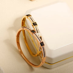 Luxury Square Crystal Inlaid Bracelet Charm Bangle