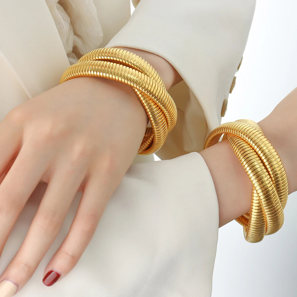 Three Layered Spring Bangles Punk Cuff Bracelet - Guangzhou Mingshixuan Jewellery CO.,Ltd