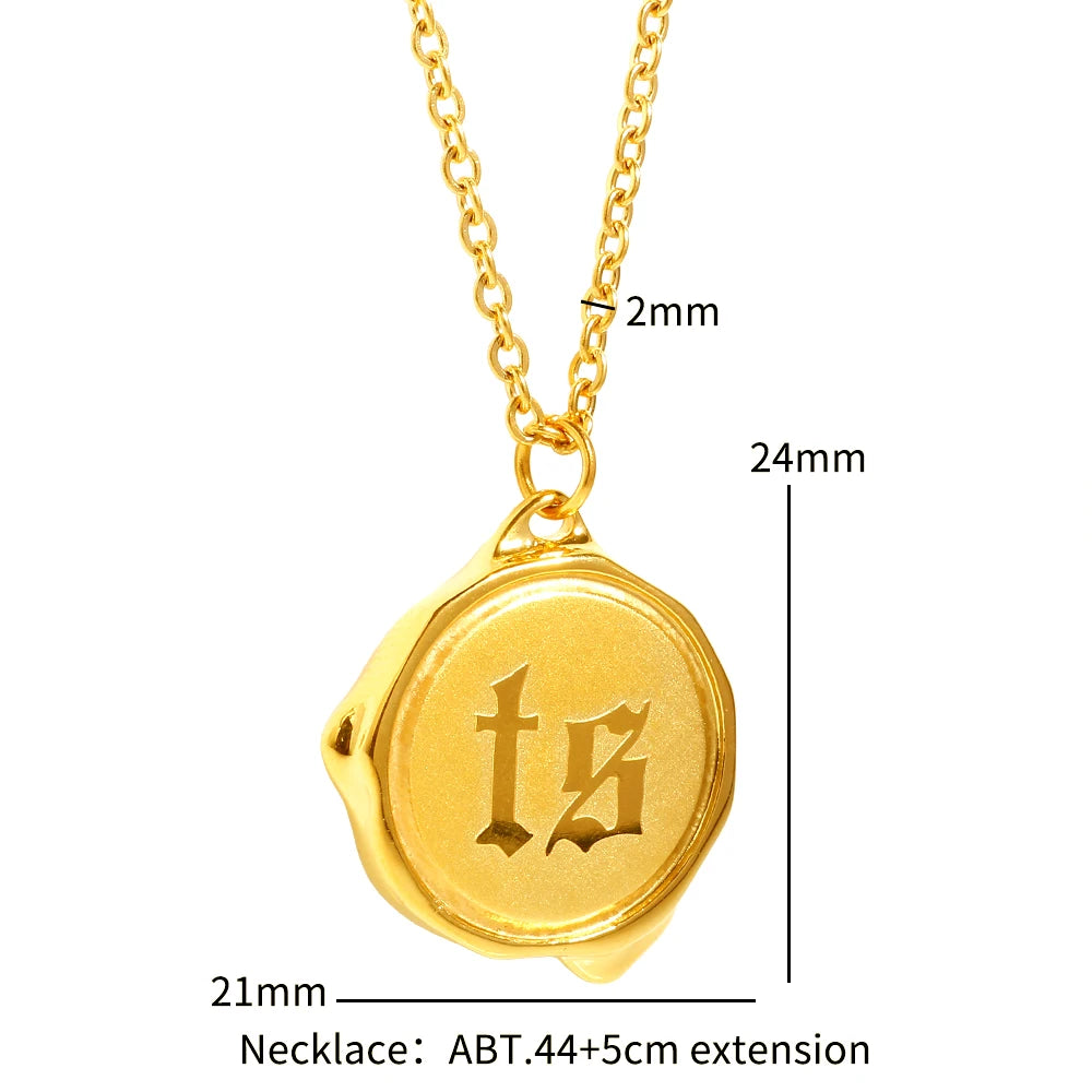 Wax Seal Necklace TS Letter Initial Pendant Necklace Geometry Chain Jewelry - Guangzhou Mingshixuan Jewellery CO.,Ltd