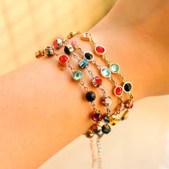 Colorful Crystal Double Sided Bejeweled Bracelet 12 Birthstones - Guangzhou Mingshixuan Jewellery CO.,Ltd