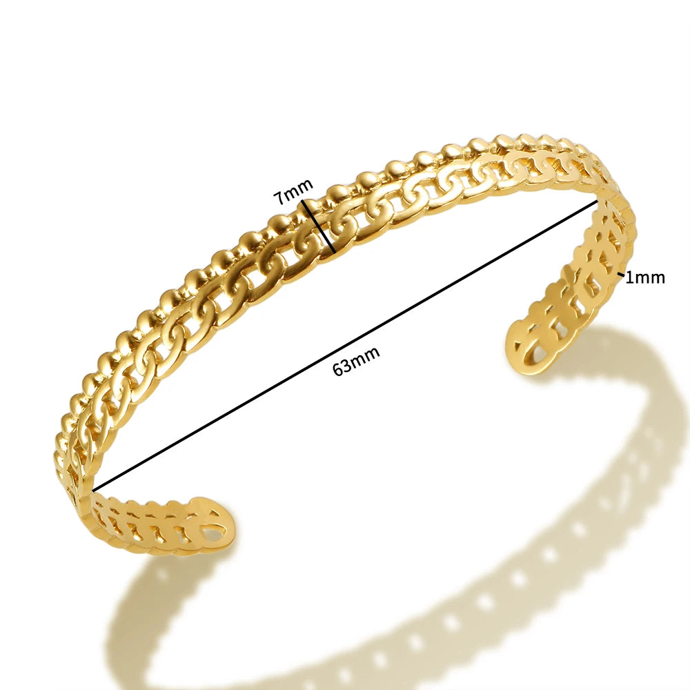 Gold Plated Chain Spherical Ball Bangles Adjustable Bracelet