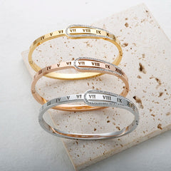 Crystal Zipper Design Bangle Hollow Roman Numerals Rhinestone Bracelets Jewelry - Guangzhou Mingshixuan Jewellery CO.,Ltd