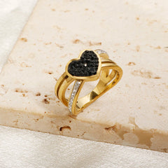 Black Peach Heart Ring Cross Full Stone Crystal Inlay - Guangzhou Mingshixuan Jewellery CO.,Ltd